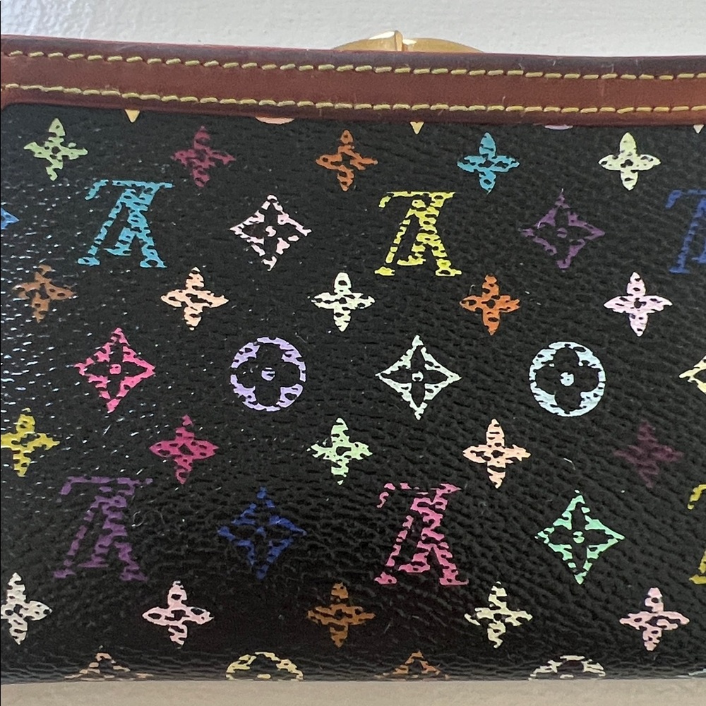 Louis Vuitton Murakami Black Monogram Multicolor Porte-Monnaie Viennois Wallet - Picture 15 of 16